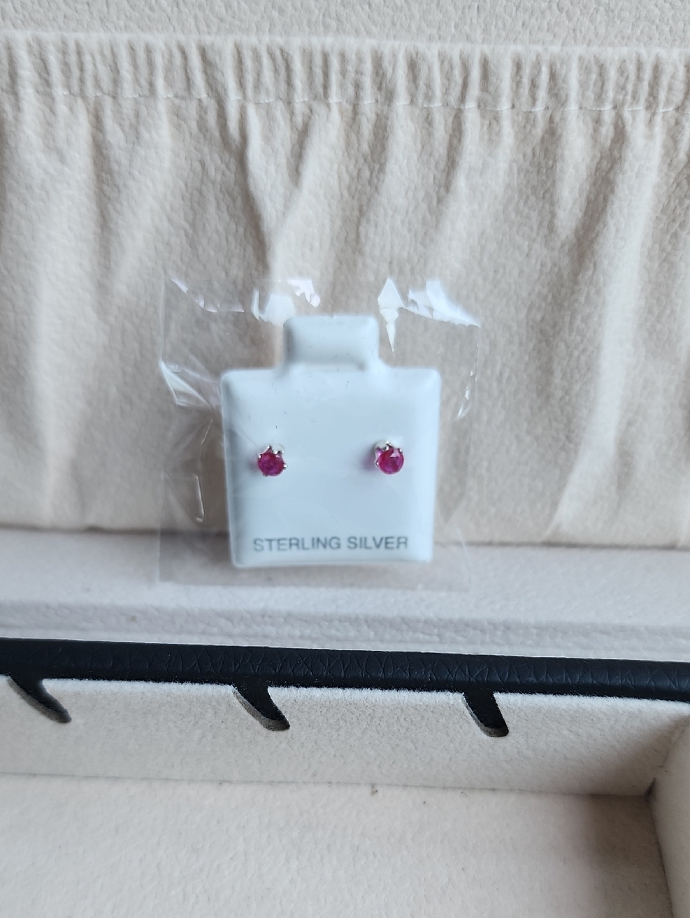 Sterling Silver Pink Gem Stud Earrings